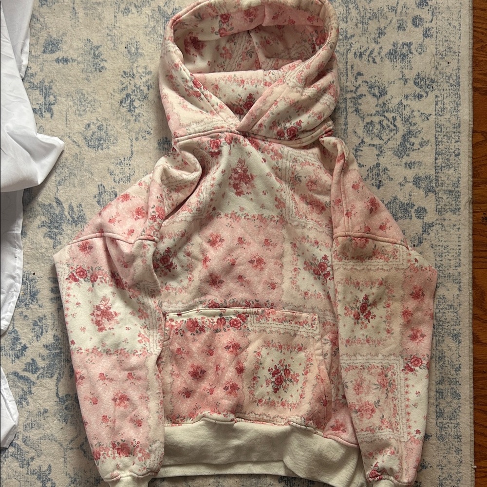 Altar'd State Pink Floral Patchwork Hoodie